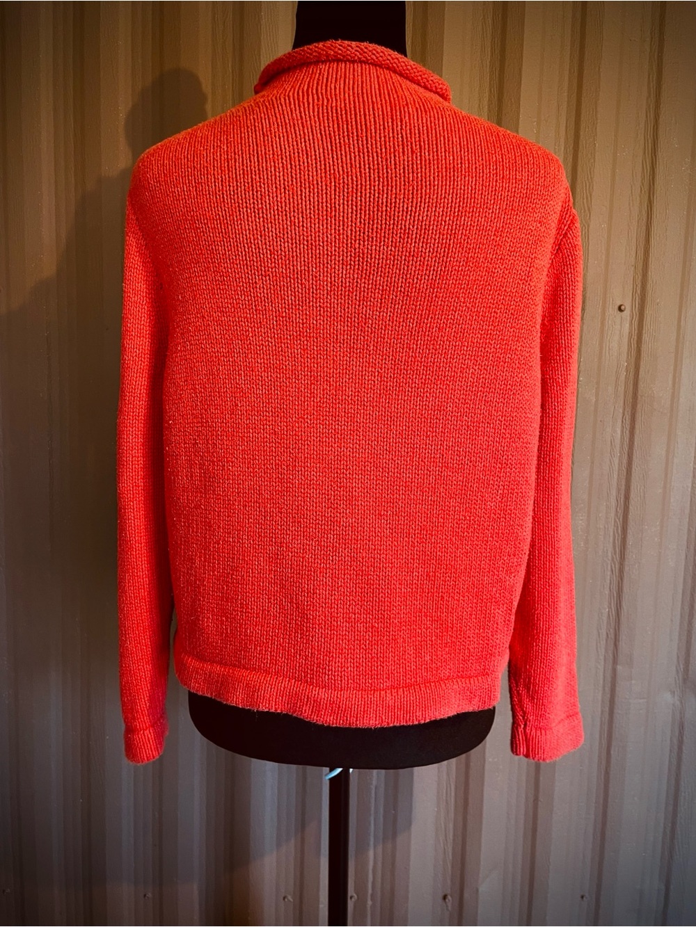VTG J Crew Always Sweater Wmns Coral Crop Oarsman Roll Neck Fisherman Cotton M/L - Picture 5 of 13